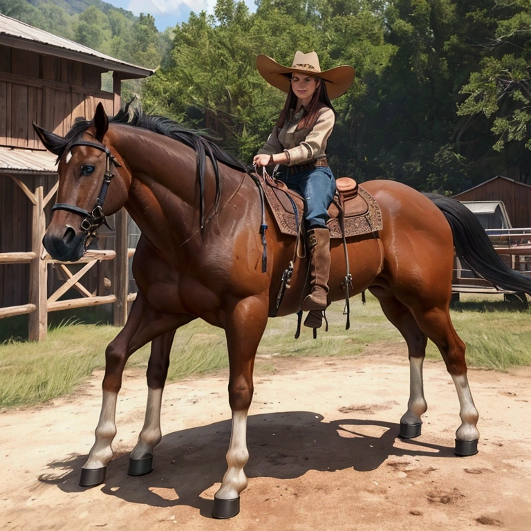  cowboy, barbecue,  hat, boots, horse, outdoor, realistic, hyper-realistic, photorealistic,ultra-detailed,(realistic,photorealistic,photo-realistic:1.37),vivid colors,dramatic lighting,