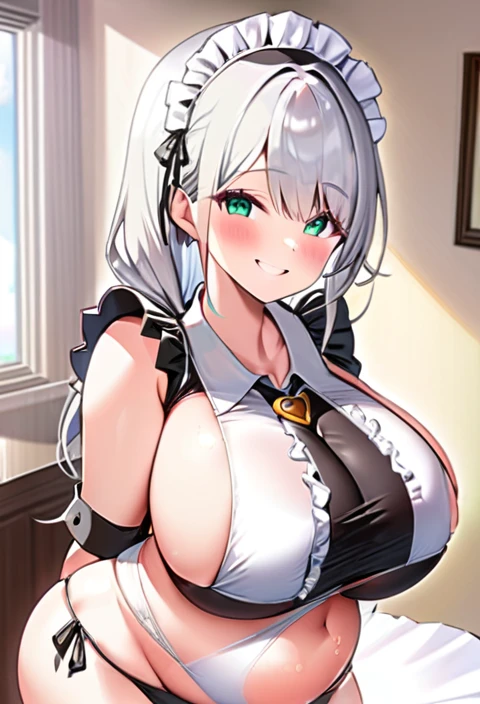 Maid,Swimwear,Big Breasts,Super Breasts,Pregnant women,Pregnant belly,Silver Hair,Gibson Tuck,Smile