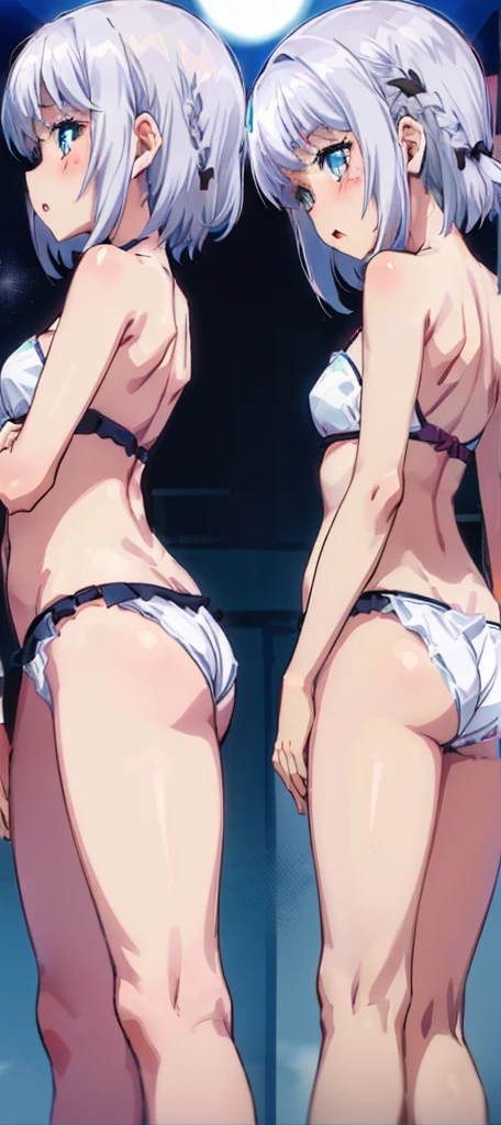 1 girl, kanon kanase,  blush, medium breasts, sleeveless,  20-year-old, healthy skin. ((((Multiple  views  ,from side,  from behind)))). 