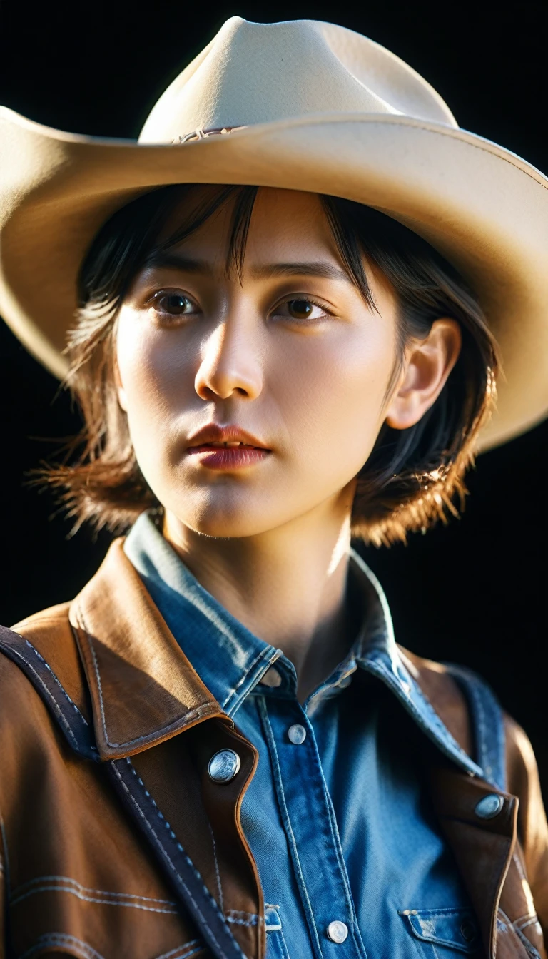western cowboy style,photography,best quality, realistic, photorealistic, intricate details, cinematic light,  clear line, ultra high res, short hair, upper_body, raw photo, masterpiece, solo, medium shot, high detail face, photorealistic, best quality