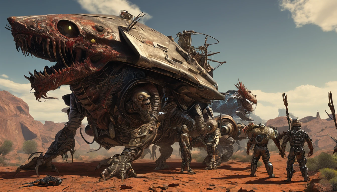 in (medium full shot:3.1) in (back view:3.1) of lot of characters from a movie for slave girls from beyond infinity, inspired by Clyde Caldwell and Ed Emshwiller, futuristic apocalypse, stalenhag, metal album cover, gwar, heavy metal band promo, (with Creepy, Sci-Fi, Fantasy and Horror:2.9) retro sci fi, Horror movie, very detailed body, moody, epic, terrified, insane, altered reality, disgusting, disturbing, Impactful, shot on Kodak Vision3, (intricate details:2.4), (hyperdetailed:3.1), (32k resolution:3.1), (high detailed:4.1), lot of detailed, high quality, soft (cinematic:3.3) light, dramatic atmosphere, atmospheric pespective, (impactful art:2.8), rich colors, (3d rendering:3.2)