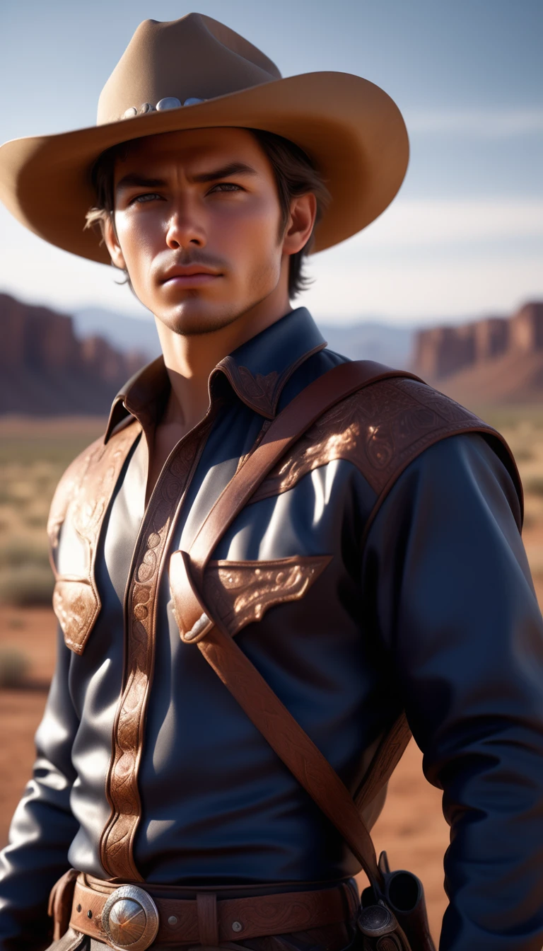 western cowboy style,photography,best quality, realistic, photorealistic, intricate details, cinematic light, clear line, ultra high res, short hair, upper_body, raw photo, masterpiece, solo, medium shot, high detail face, photorealistic, best quality