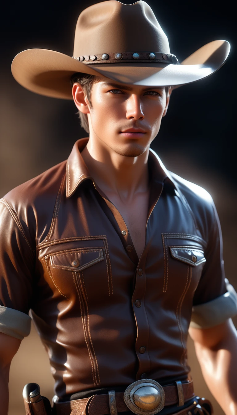 western cowboy style,photography,best quality, realistic, photorealistic, intricate details, cinematic light, clear line, ultra high res, short hair, upper_body, raw photo, masterpiece, solo, medium shot, high detail face, photorealistic, best quality