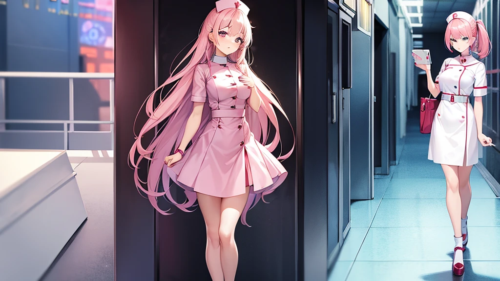 Beautiful anime girl, young, nurse lookbook