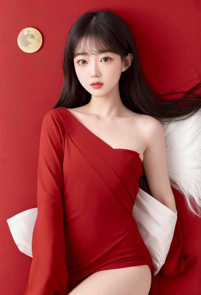 Generate a size of 1242&1660 Little Red Book cover，The image content is parallel，Flat fan，Open the fan，new moon，Five types of double eyelids including European style。