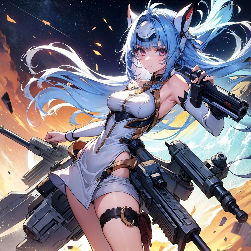 beautiful girl　Hold the Gatling Gun
