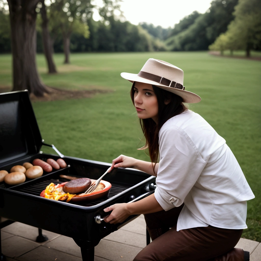 1boy, cowboy, barbecue, grill, dutch oven, hat, boots, horse, outdoor, realistic, hyper-realistic, photorealistic,ultra-detailed,(realistic,photorealistic,photo-realistic:1.37),vivid colors,dramatic lighting,