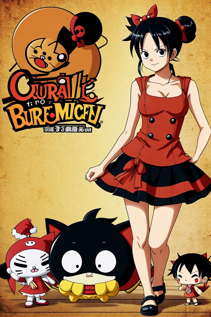Kuromi from Sanrio dressed as Luffy from One Piece
