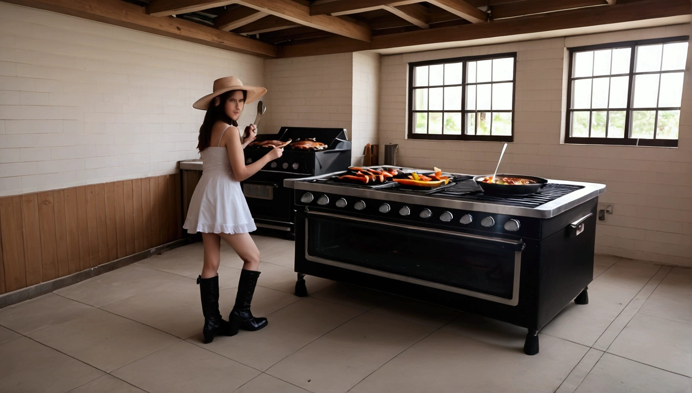 1boy, cowboy, barbecue, grill, dutch oven, hat, boots, horse, outdoor, realistic, hyper-realistic, photorealistic,ultra-detailed,(realistic,photorealistic,photo-realistic:1.37),vivid colors,dramatic lighting,