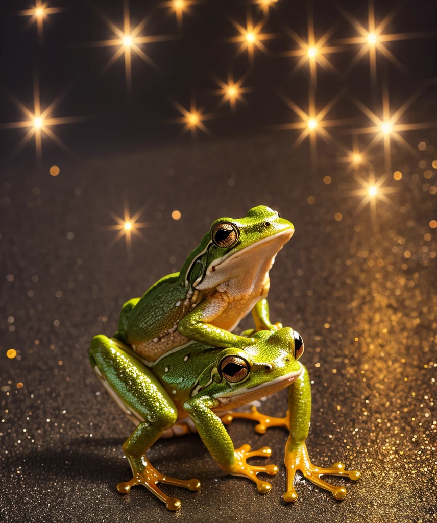 Frog standing on two legs big gold Sparkling