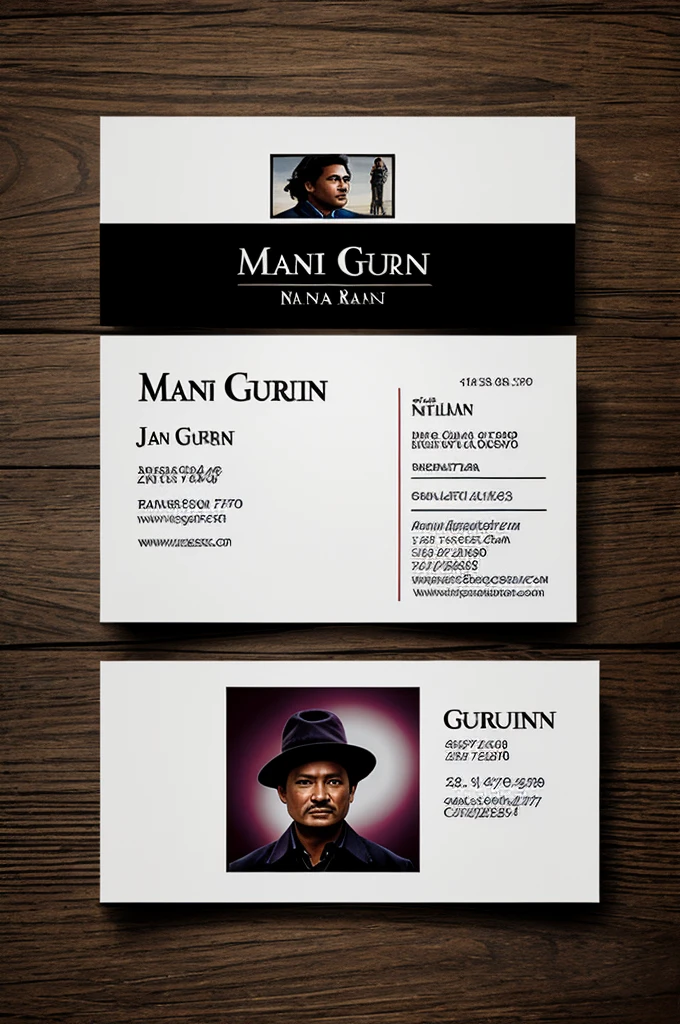 Dark, cool name card whose name is Mani Raj Gurung