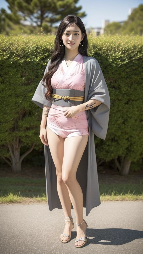 Cute Japanese female, (), (Very cute face), White moist skin, (Pink bright eyes: 1.6), (Full body: 1.4),
BREAK,
(Very beautiful berserker: 1.3), (Kicking: 1.3),
BREAK,
Earrings, Short length, (Black grass tattoo on body: 1.3), (Full body: 1.4),
BREAK,
(Cute kimono: 1.2), (Black haori: 1.2), (Crowd),
BREAK,
(Super long hair), (Light gray hair: 1.4), (Gradient hair: 1.3), (Red tips: 1.3),
BREAK,
(Realistic: 1.3), Masterpiece, Perfect lighting, (Ultra high resolution), (8K), (Highly detailed: 1.4), (Full body: 1.4), (Symmetrical: 1.2), (One shot),
BREAK,
(Japanese city: 1.2), (Crowded),
BREAK,
(Demon Slayer: 1.4), (Haruka Ayase: 1.3), (Nezuko Kamado),
