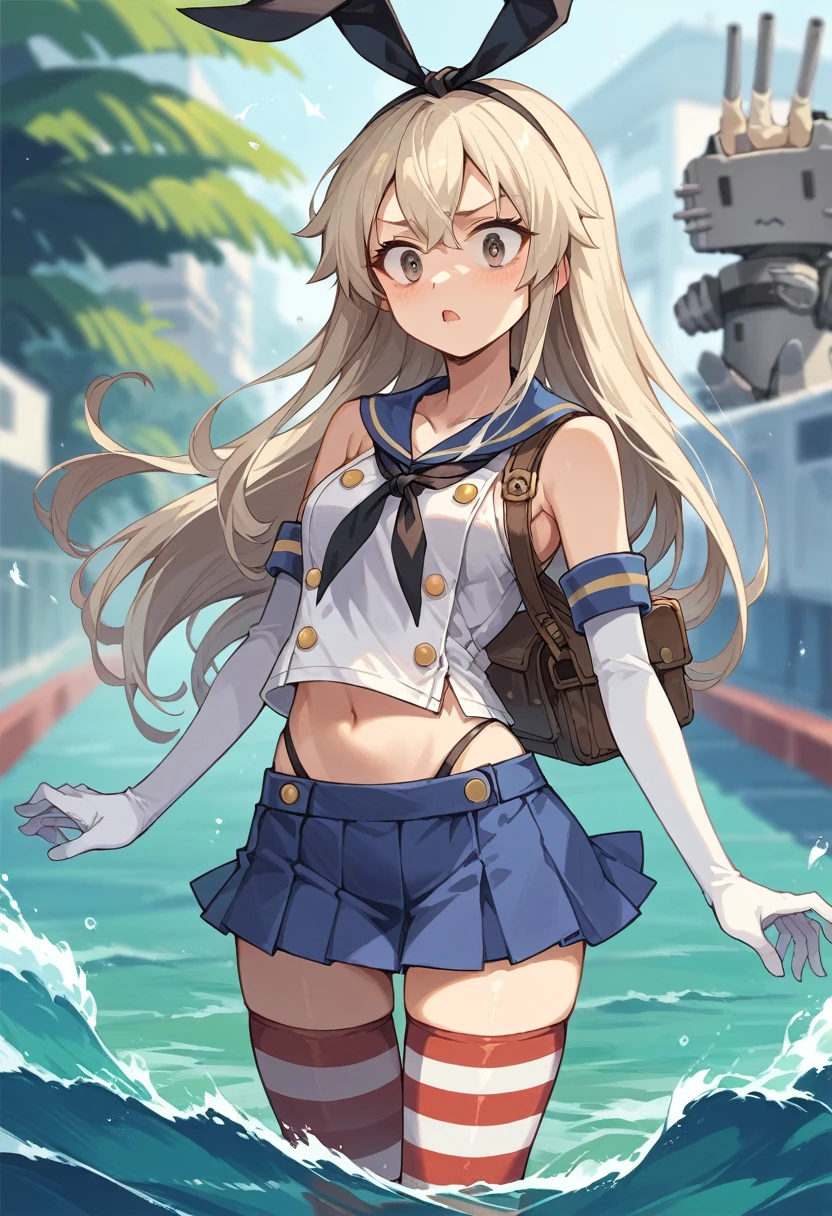 score_9,score_8_up,score_7_up,source_anime,cowboy shot,Idealized Forms,Natural Light,details background,blurry background,extremely detailed,1girl,shimakaze(kancolle),sonic boom,shock wave