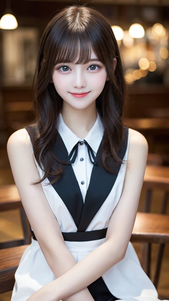 1人、Female about 20 years old、vests、bow、a photo、make realistic、Top Quality、adopt、detailed faces、Inside the cabaret club、Very beautiful dress、Depth-of-field、Bokeh