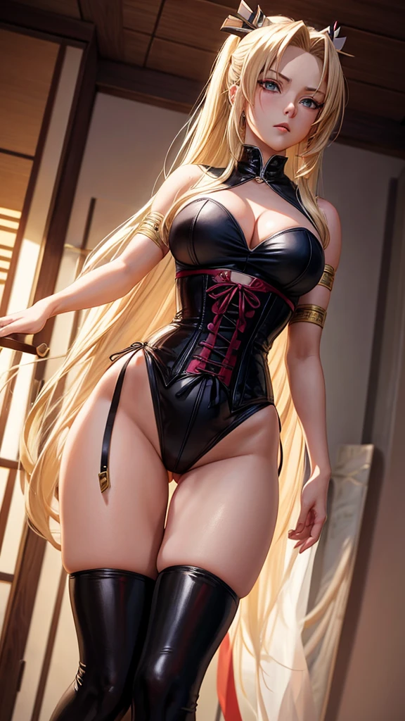 Tsunade from anime Naruto in an elegant corset leotard