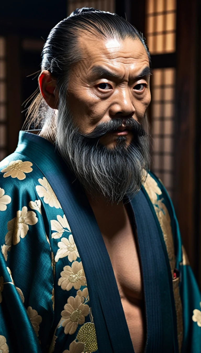 "Full-body image of an elderly Chinese man with a long white beard, wearing a traditional long cloak. The man’s face is lifelike with clear details, showing wrinkles and a calm expression."