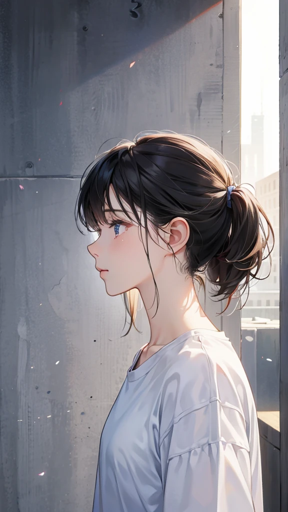 Female Profile、tears、White shirt、Casual clothing、Face only