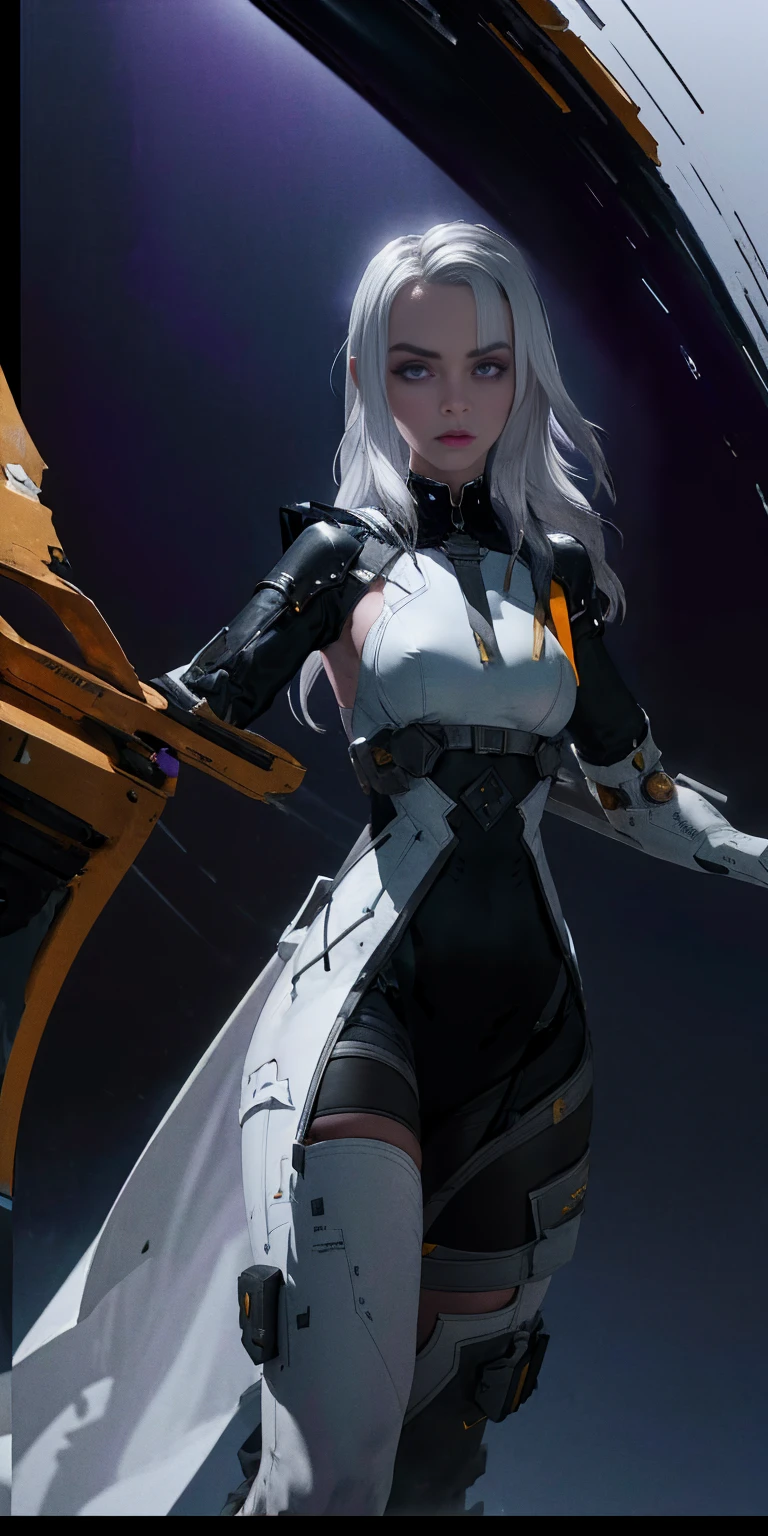She prefer clothing of white and silver with cloaks of deep blue or purple, blue or purple background (Masterpiece, highres, 4k, very precise detailed)