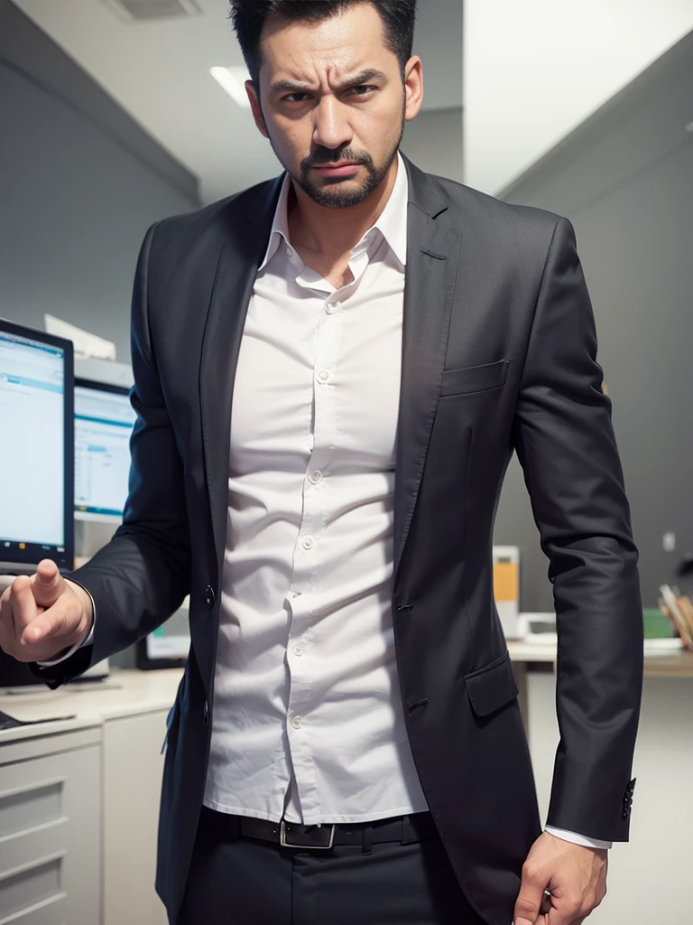 Angry man in office work