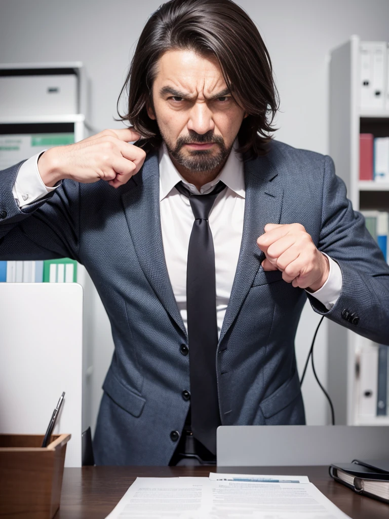 Angry man in office work