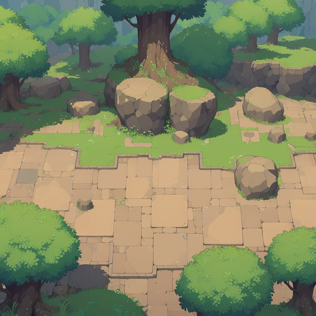 retro video game style,pixelated, vibrant pastel colors,8-bit characters,blocky shapes,sharp lines,detailed shading,classic gaming vibe,nostalgic atmosphere,classic arcade games,masterpiece:1.2,ultra-detailed,illustration style, 2d texture, stone texture, 4 k seamless mud texture, video game texture, dirt texture, tileset, game tiles, grass, 3/4th perspective trees, 3/4th perspective tileable rock texture, 3/4th perspective tileable cliff formations, tileable trees, topdown view, game texture, game art, tileable texture, very detailed cliff texture, intricate stones, top down view, 3/4th perspective, arena tiles, tiles, tileable tiles