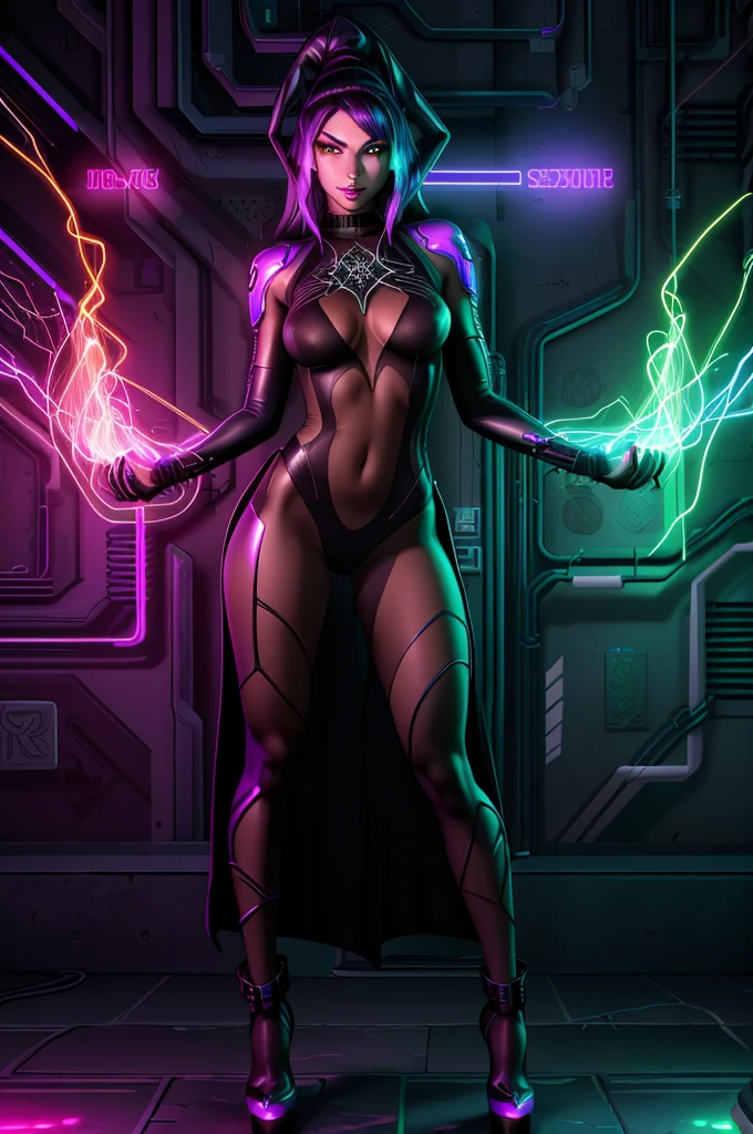 (Full body closeup:1.2),
([Nina Dobrev|Emily Ratajkowski]:1.1) woman, centered, witch, dark, (huge moon, symmetric full moon:1.1),
(wearing Cyberpunk see through transparent clothing:1.2), glossy, see-through clothes, vivid vibrant glowing neon toxic colors, triadic colors,

glowing blue eyes, detailed pupils, glowing eyes,
teeth, cuspids, sharp teeth,
wearing industrial goth clothes,

neon lights, glowing colors, backlight, glowing contours, outline, gold highlights,

spiderwebs, dripping blood, elegant, fit, fashion, beautiful,


lightning bolts at background, storm, tornado, 
disney artwork, unreal engine, artstation, detailed, digital painting, cinematic, unreal 5, daz, hyperrealistic, octane render,