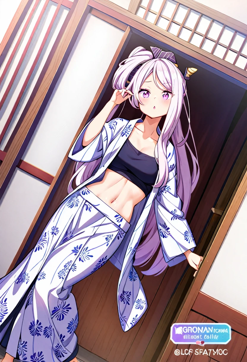 Hina, yukata, skirt yukata,long skirt, navel showing, midriff,long sleeve,