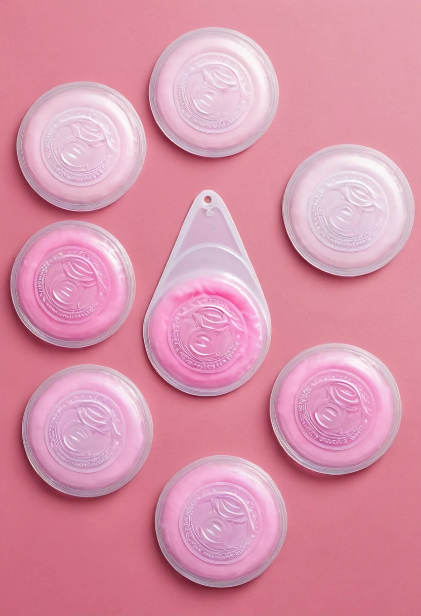 An innovative round-shaped makeup applicator, Inspired by SHEGLAM&#39;s &#39;Insta-Ready&#39;. The applicator has several compartments, each with different makeup papers: blush, highlighter, and lipstick. Each paper is thin and small in size., Ideal for tearing off a piece and applying it directly to the face. The image should show the applicator with the lid open., revealing the papers of different colors (rosado para el blush, dorado para el highlighter, and red for the lipstick). It also shows a hand tearing off a piece of paper and bringing it close to the face for application.. The applicator design is sleek and compact., with gold details and matte finish."