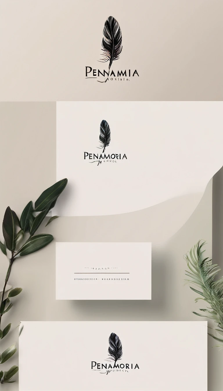 A minimal, modern, simple, cinematic logo design for the brand “Penamemoria". Create a modern, minimalistic, high-quality, logo of a memory feather. The logo must be convey a sense of dreams, stories, memories, music and imagination.
