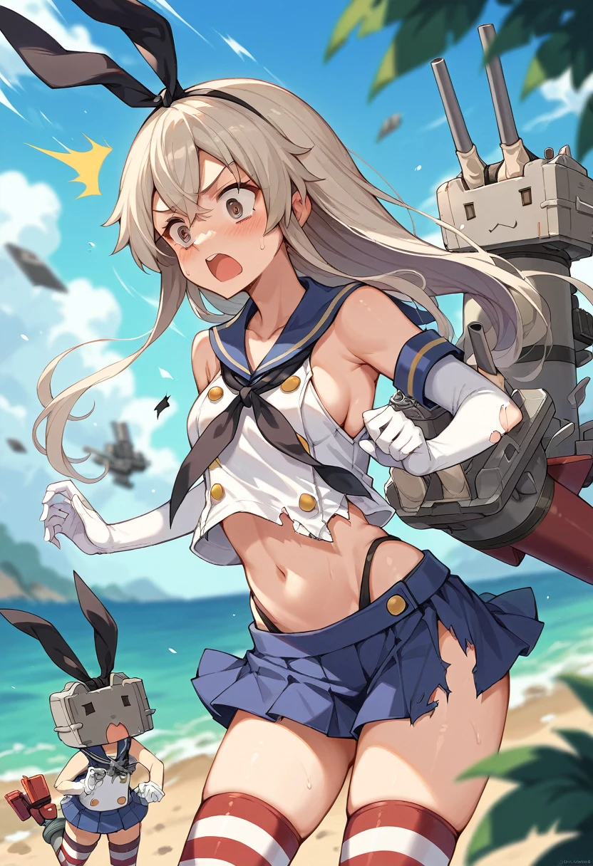 score_9,score_8_up,score_7_up,source_anime,cowboy shot,Idealized Forms,Natural Light,details background,blurry background,extremely detailed,1girl,shimakaze(kancolle),Surprised,Jump up,ripping clothes