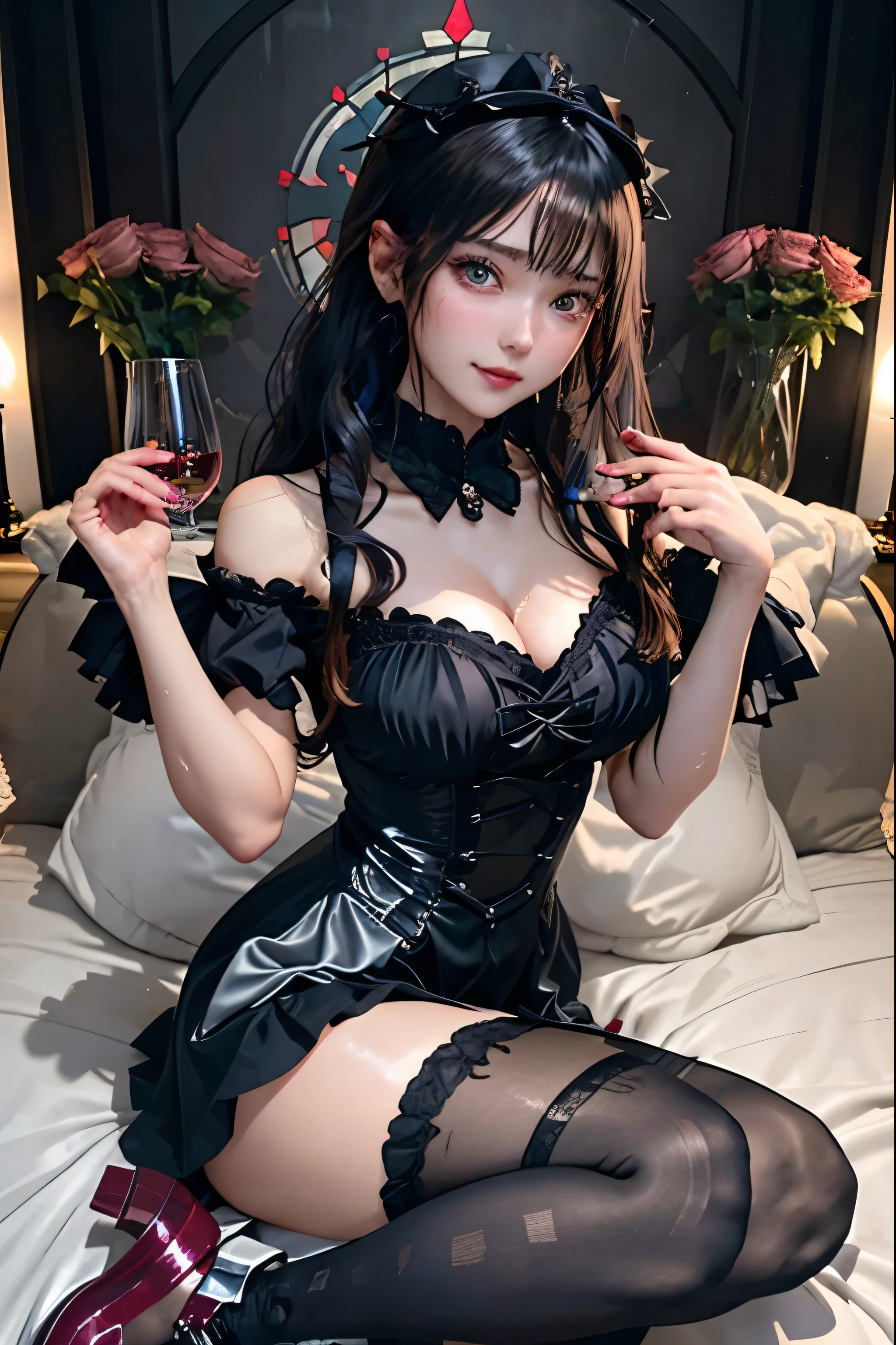 Hard Dark Gothic Makeup、Black dark eyeshadow、sad、Good skin radiance、Dark Gothicメイク、Dark smile、palace、The beauty of fragrance、24-years-old、Expressions of intense sexual pleasure、Embarrassed look、Dark Gothic、Highest quality、Expression of sexual pleasure without pain、Drunk face、Purple maid outfit、mysterious、noble、sexly、Loving smile、Twin tail hair、Right eye is blue、Left eye is red、Super tempting pose、Platform heel shoes、Heavy makeup、Gothic ta Clothing、Silver Hair、Long Hair Straight Hair、Cute Gothic Loliress、Beautiful Face、elegant face、Attractive face、Stained glass background、Chest glistening with sweat、The room is dark、goth long dress、Bell Sleeves、Wizard Sleeve、Decadent look、Sexually excited expression、Wet shiny thigh water、Thighs that are wet and shiny with oil、Background of a room full of roses、Sad look、Rose Maiden、The embroidery is pink、The dress has pink embroidery.。、Thigh-high socks、Knee-high socks、Gentle expression、Dark black eyeshadow、Stained glass and rose background、Thighs are a little thin、Female Duo、Female couple、dark church background、Stained glass、Black metal world、Dark Castle、Dark Room、Slender body、gothic long dress、Victorian dress、Small breasts、With a glass of wine in your right hand、With a lantern in his left hand、pantyhose、The bed is covered with roses、Her thighs are shining with sweat、My body is wet and shiny、There is a lot of glitter on the thighs、I am sweating、My thighs are sticky with sweat.、My thighs are glistening with sweat、My whole body is sweaty and shiny、I sweated a lot.。、My thighs are sweaty、My wet thighs are glistening with sweat.、There is a lot of sweat shining all over my body、Slender body、I rest my head on the pillow、Sleeping in bed、Beautiful legs、Outstretched legs、Lying in bed、Lying on your back in bed、
