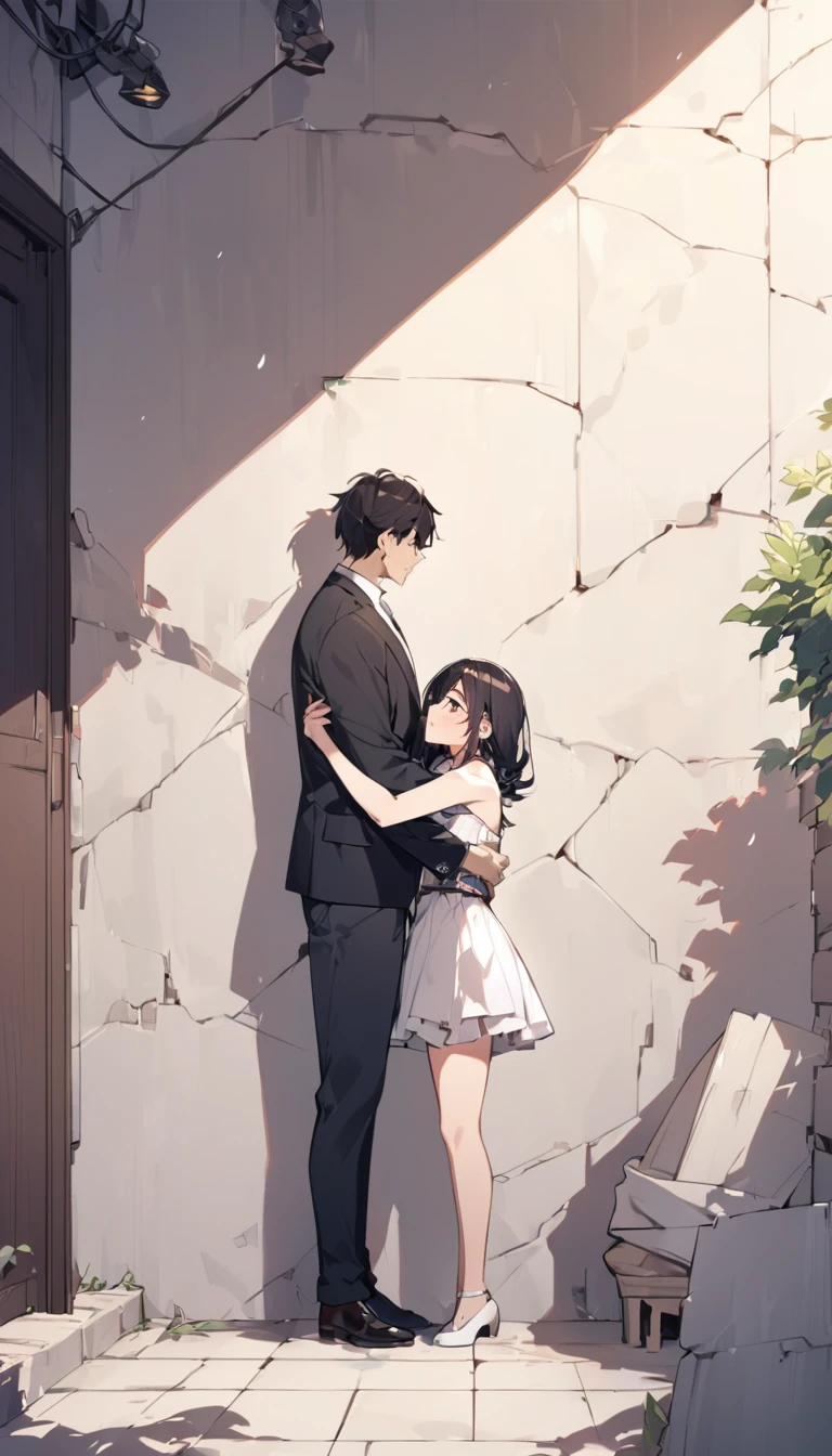 A thick wall separates a man and a woman。