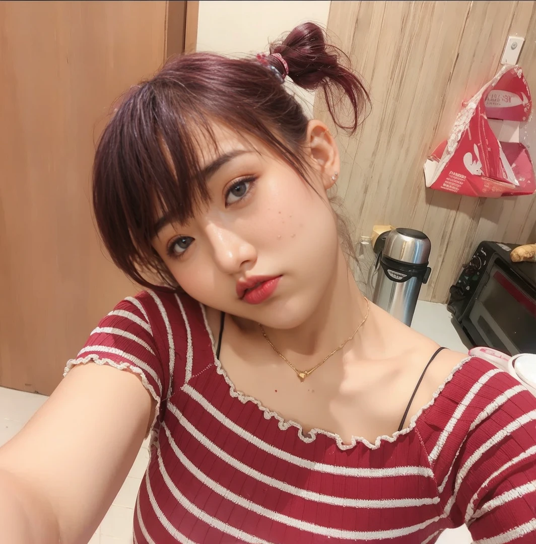 purple dress, adult, 1 girl, slut, kneeling on floor, slutty elf, toned skin, anime, look at viewer, (light purple hair), straight hair, face-to-face, seductive pose, best quality, highres, 8k, masterpiece, anatomically correct, super detail, textured skin, diamond face shape, so huge breast, fit body, beautiful, erect nipples, fantasy, anime style, anime painting, shy, timid, at kitchen, horny, open mouth, drooling saliva