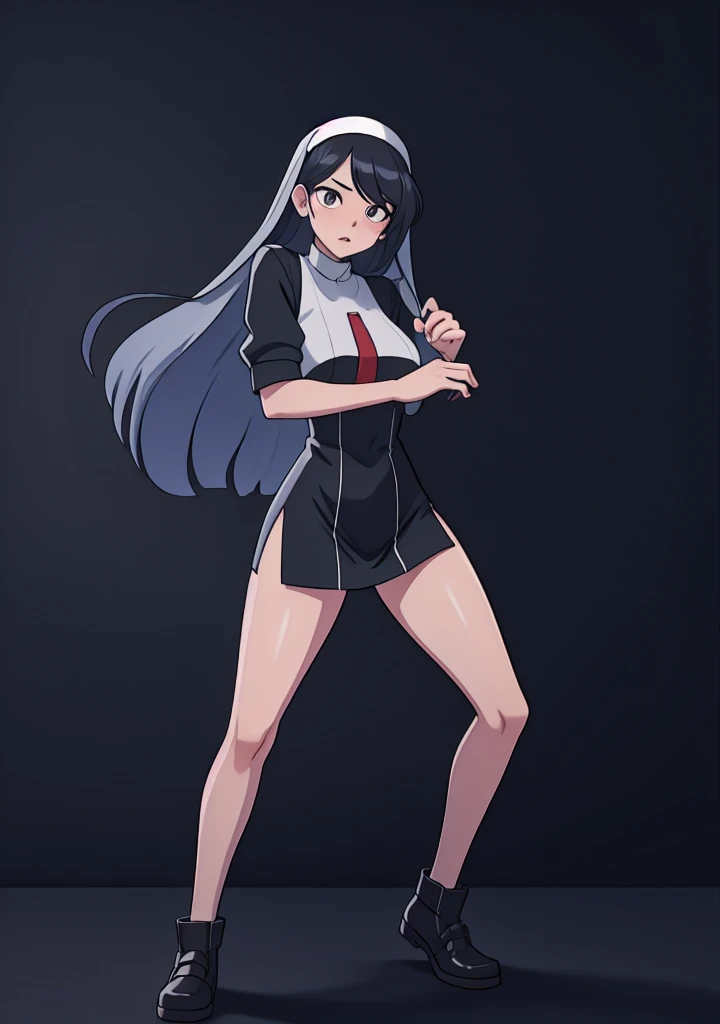 lineart, monochrome, a drawing of a nun with sexy pose, clean anime outlines, perfect lineart, clean lineart, extremely fine ink lineart, nun outfit, simple lineart, beautiful line art, anime style drawing, thick black lineart, black and white manga style, pin on anime
