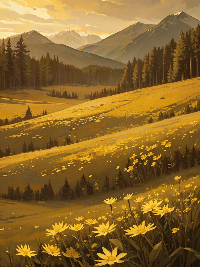 wilderness landscape flowers pictures cool tone, dramatic light