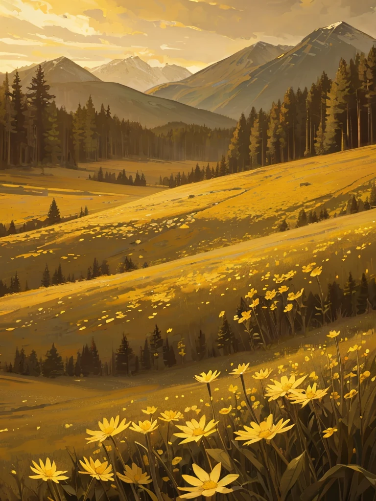wilderness landscape flowers pictures cool tone, dramatic light