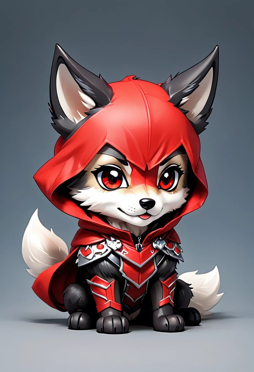 feral wolf, feral, wolf, chibi, red hood, cute
 
