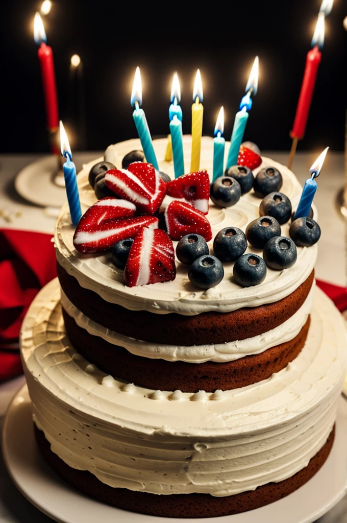 Realistic birthday cake at night