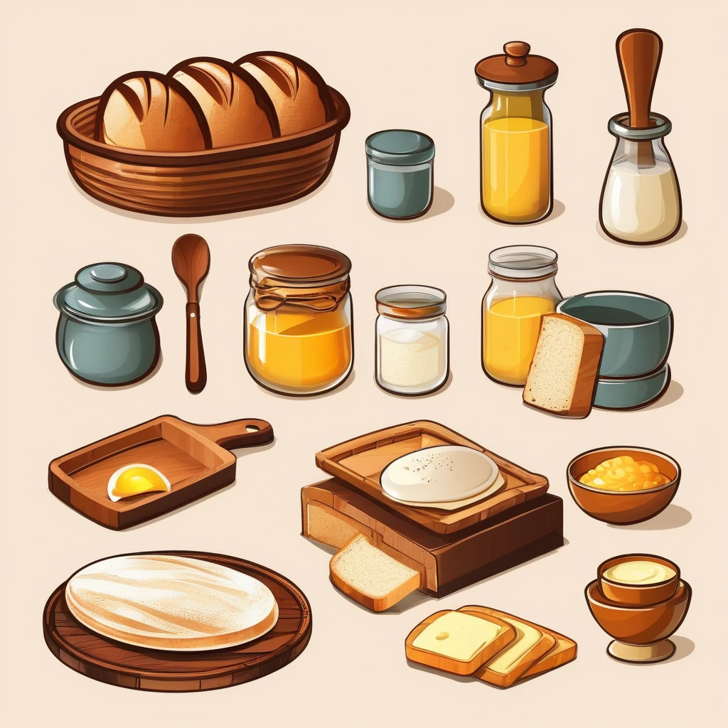 Bread making set An illustration milti butter egg Stylish