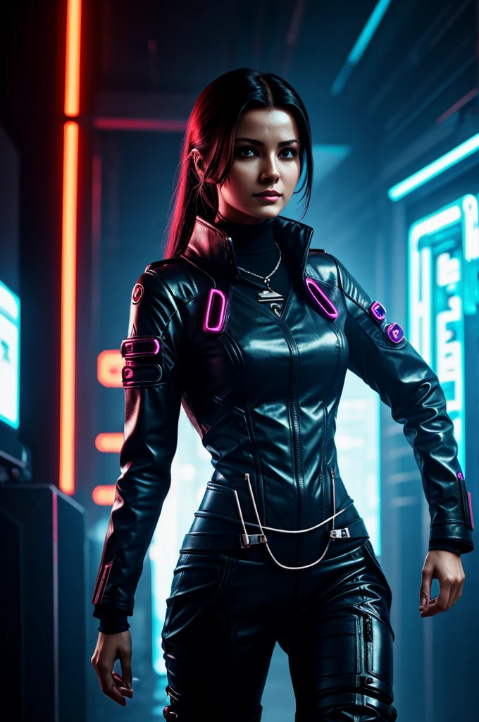 Woman showing Vajina, cyberpunkstyle