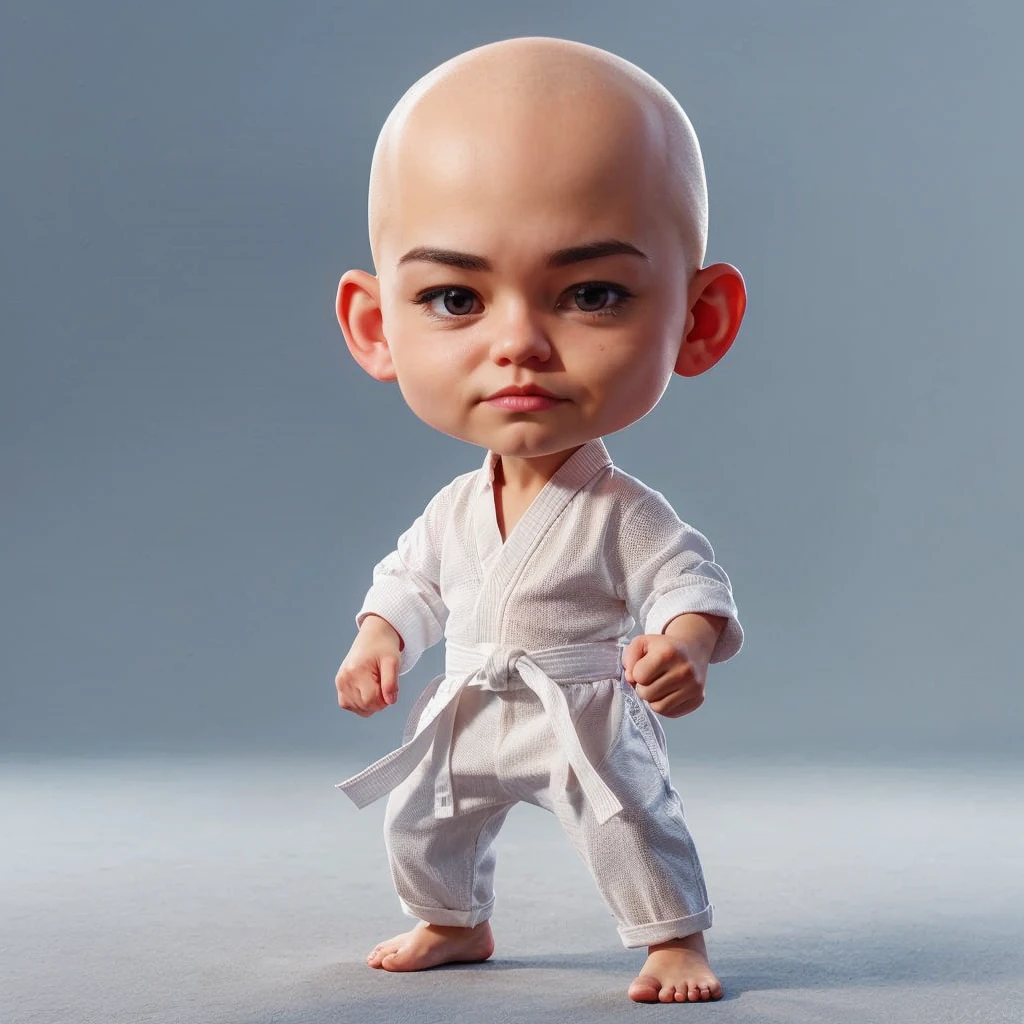 make this caricature, a very real caricature. Bald head crew cut.