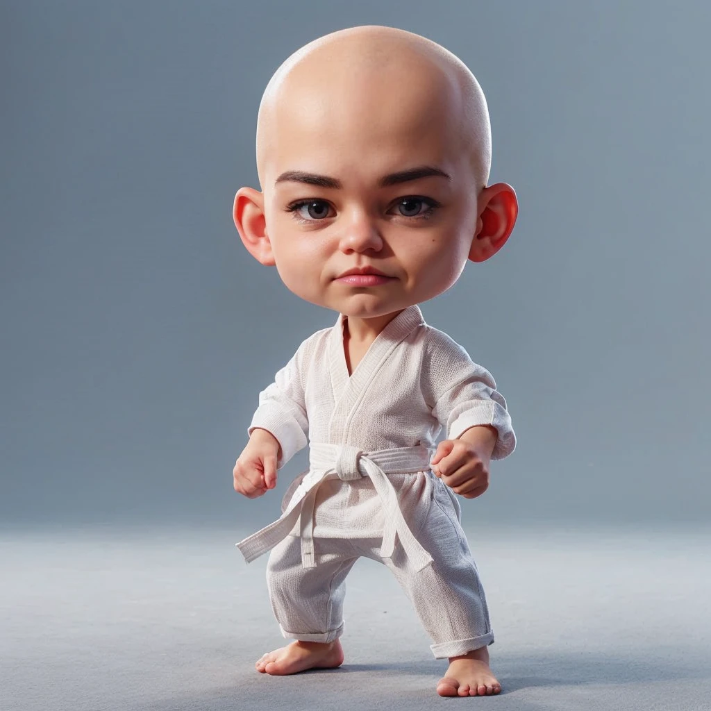 make this caricature, a very real caricature. Bald head crew cut.