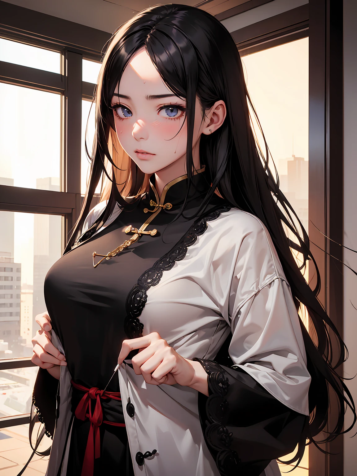 highly detailed, (software), 1 Chinese woman, Black Hair, nude, (perfection_face), realm, gone crazy, are present_return, nice, Complex, Dramatic lighting, detailed_returnground, full_body, Anatomically correct, Correct limbs, Correct finger, Best hair quality, Extra super detailed eyes, 非常に高いfaceのディテール, ~ side_body, Eye Reflexes, Focus on the eyes, detailed top eyelashes, double eyelid, High-texture skin, (Low exposure:1.2), (After doing something:1.4), (Sweat), vapor, (tired), Heavy breathing, 笑face, (A slight blush), lure, Sexy expression, Atmospheric perspective, Caustics, 8k, masterpiece, High resolution, Accurate,