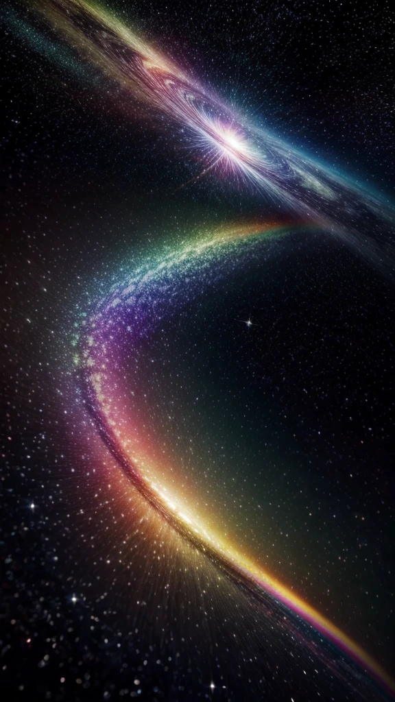 star shattering into a bright rainbow