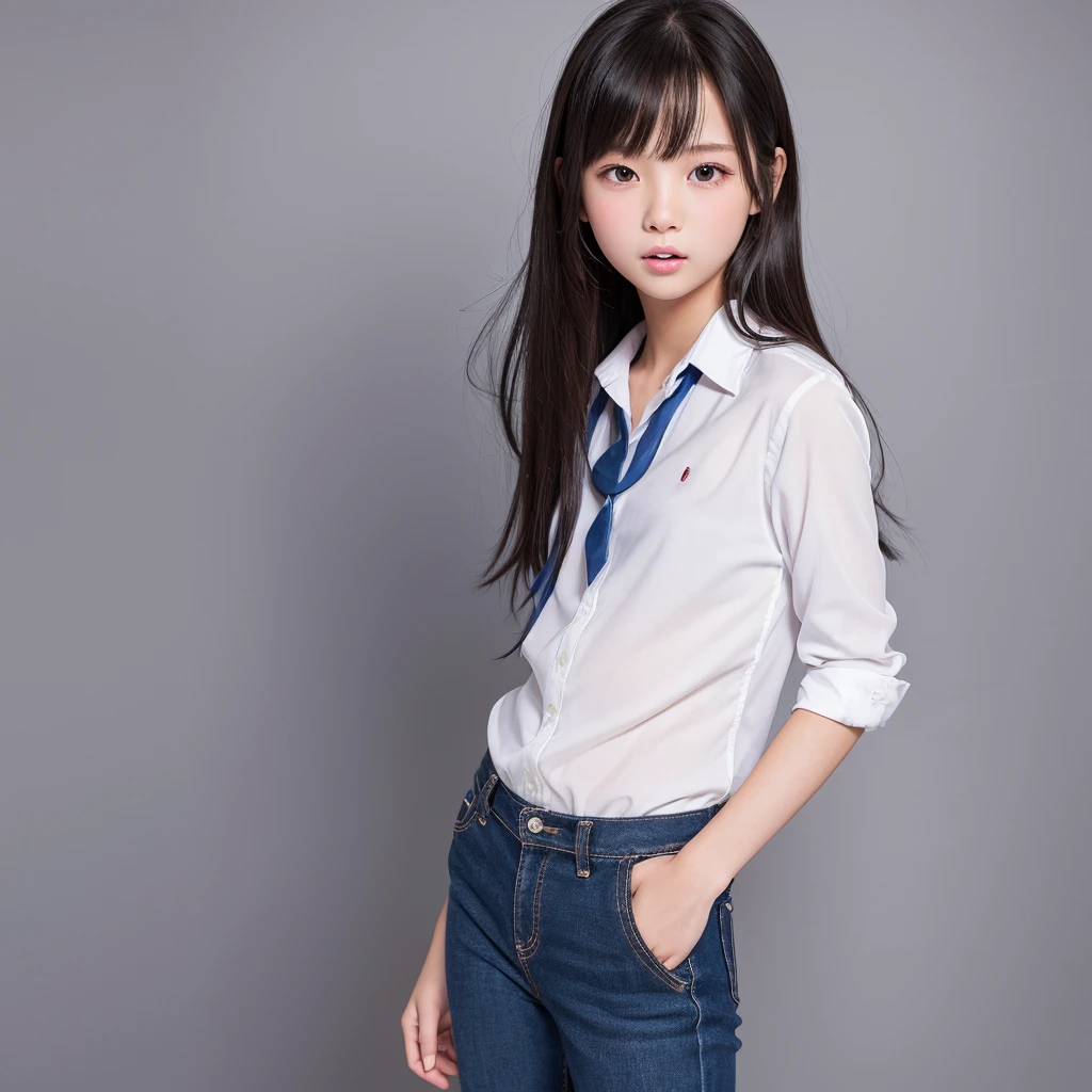 Sexy elementary school student、Show your pants、One girl, Highest quality, Shortcuts, Open your mouth, Simple Background, Textured skin, Ultra high definition,