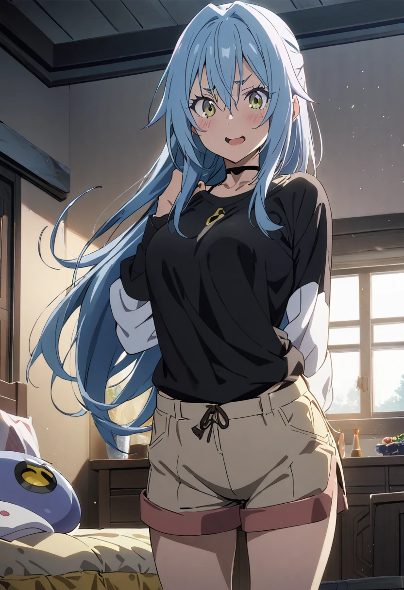 1girl, albis\(tensei shitara slime datta ken\), tensei shitara slime datta ken,shirt,shorts,room,masterpiece, best quality, absurdres,