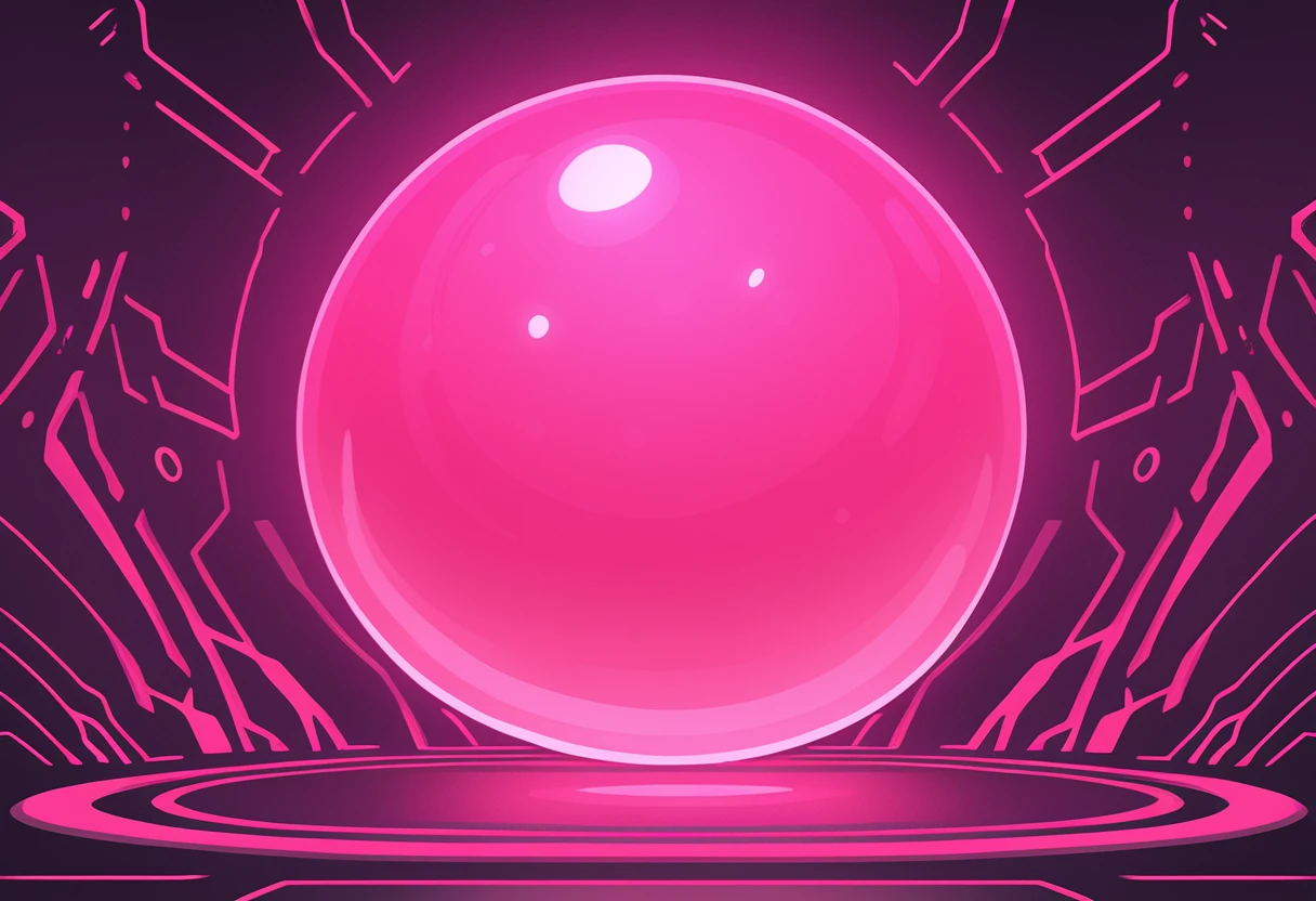 pink blob with shiny sharp long pink horns in sci-fi horror art style
