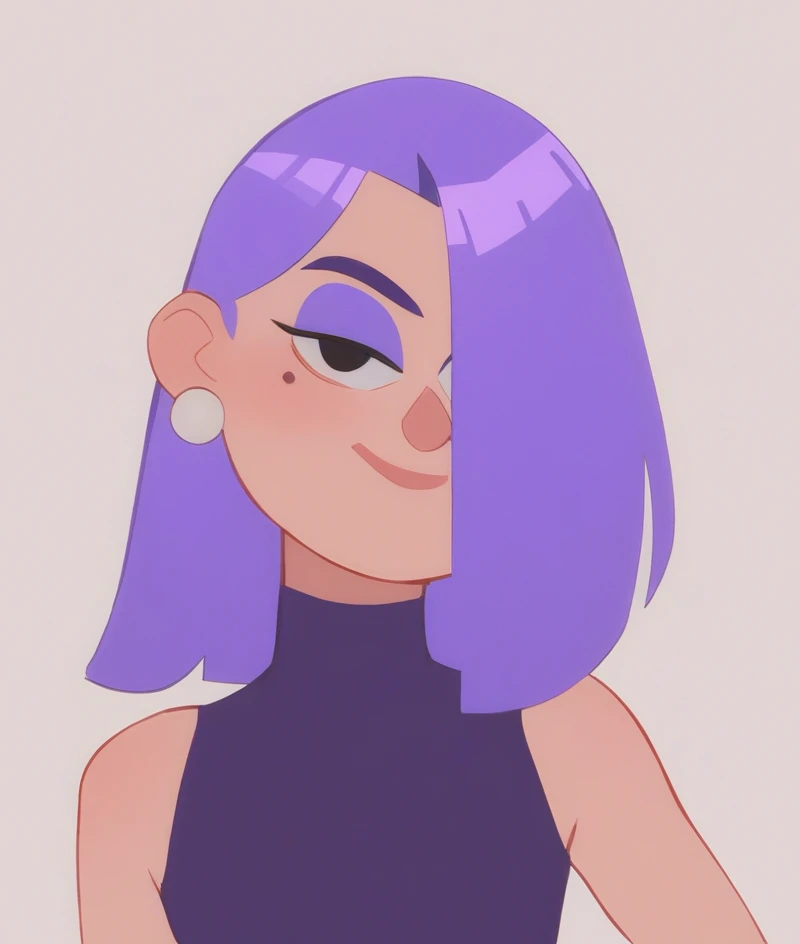 score_9, score_8_up, score_7_up, score_6_up, 1girl, solo, sexy, Lily, LilyDuolingo, girl, light purple hair, hair over one eye, purple nails, thin body, , Girl with a Pearl Earring,
(vector art:0.5)