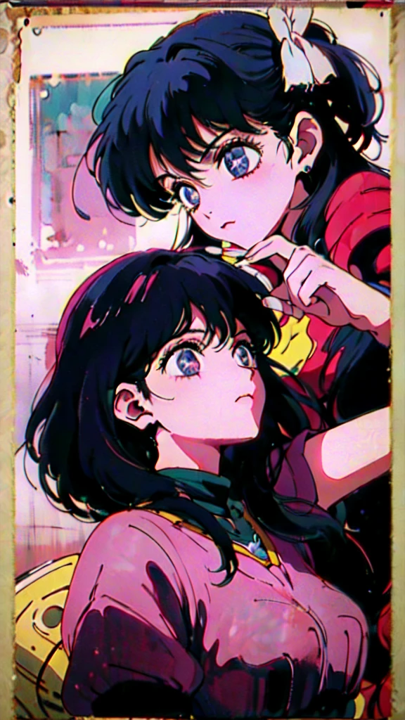 (80's, Retro, Poster:1.5), (masterpiece, 最high quality), (anime, figure), (pastel colour:1.4), Best Photo Poses, Dynamic Angle, high quality, High resolution, Attention to detail, Shiny Hair, Sparkling eyes in the back, calm attitude. She is often seen looking immaculate in her .。, Humble, above knees picture 80’s anime vintage style, White Background　