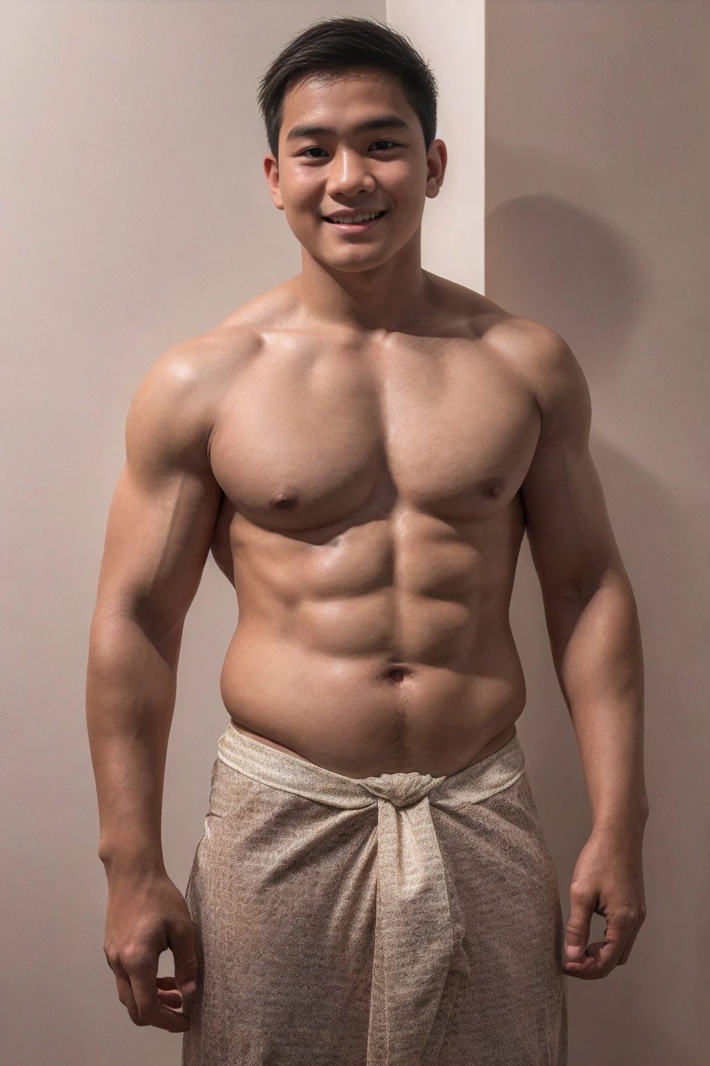 1boy, (Black Eyes), happy smile,Thai boy,18 years old,man hot nerd,young, very fat body, slender, fat body build, child-like,White Teenage boy,Close-up photo,full body photo ,RAW photo,male, shirtless, white background, amm mc outfit, very attractive, blurry_background, (high detailed skin:0.8), 8k uhd, dslr, soft lighting, HDR, warm light, high quality, film grain, Fujifilm XT3,pale skin, skinny, good lighting, very pale skin, light skin, model with attractive body,medium bulge and medium butts,(Best quality, 8k, Masterpiece). High Detail , superior quality, natural lighting, beautiful, sexy, correct anatomy, good composition,realistic shapes, realistic skin tones,Natural eyes,realistic eyes,looking up at viewer,vpl,realistic muscles,Realistic wrinkles on the skin,Realistic arms and legs,Realistic face,realistic hair,Make a sexy and seductive face, Clear Focus: 1.2, Perfect Body virile: 1.4 , Slender Abs: 1.2, Highly detailed face and skin texture, detailed eyes, double eyelids, big upper lip, man focus,amazing composition, front view, HDR, volumetric lighting, ultra quality, elegant,Post a erotic photoshoot,Realistic pose,detailed hair,full body,Fujifilm XT3 photorealistic art by midjourney